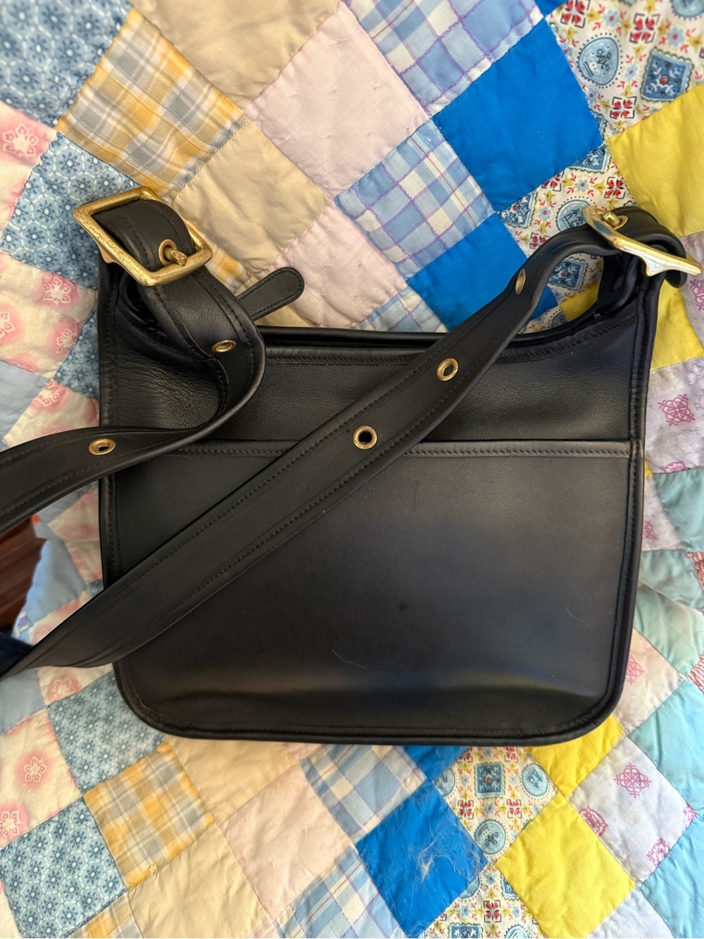 Coach Black Leather Crossbody with Embossed Creed